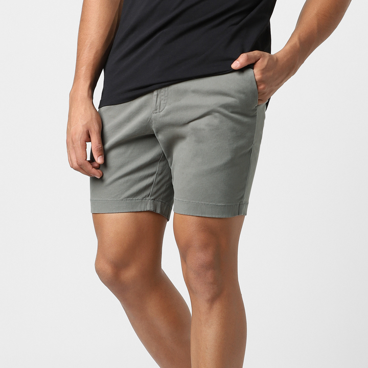 Stretch Chino Short 7" Grey side on model
