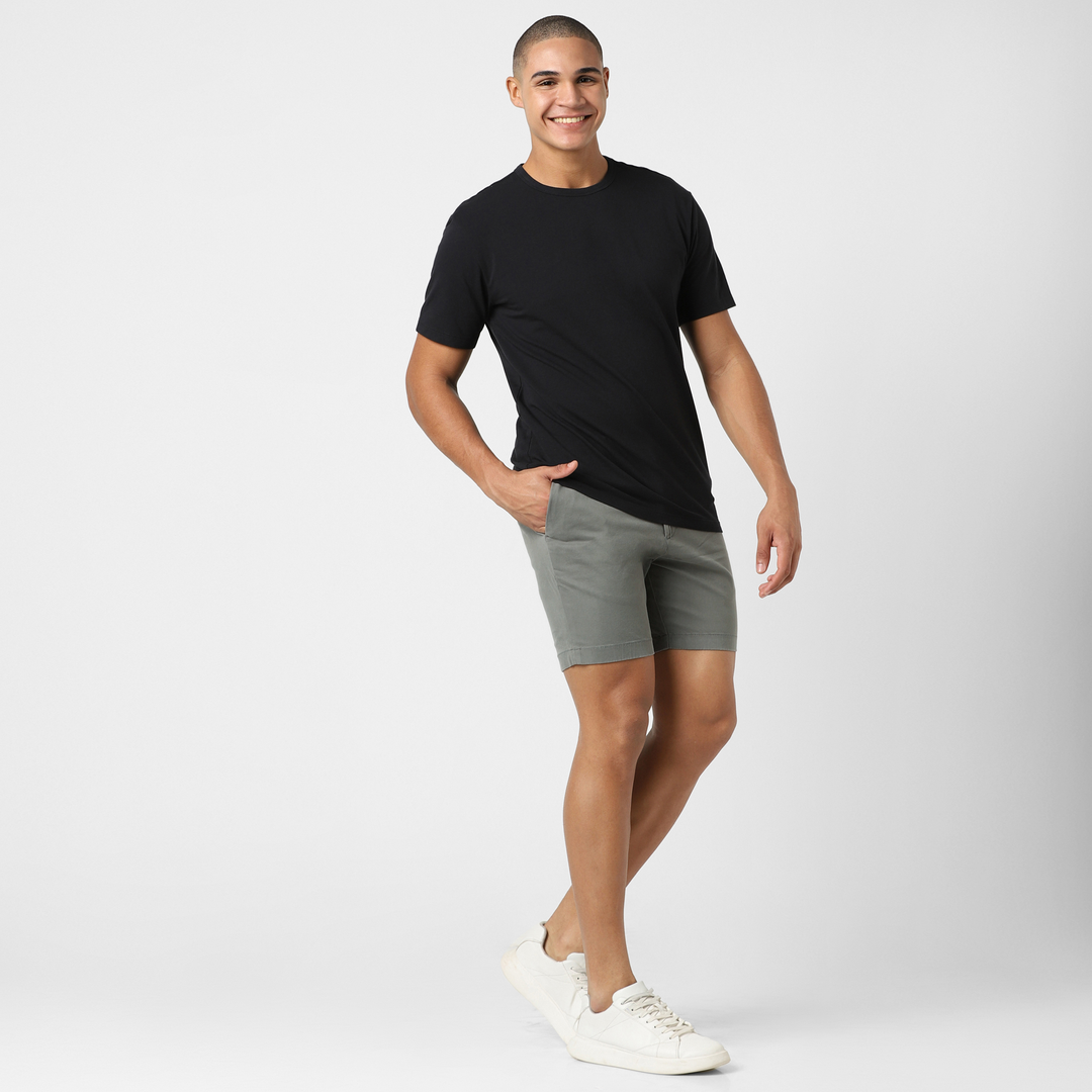 Stretch Chino Short 7" Grey full body on model