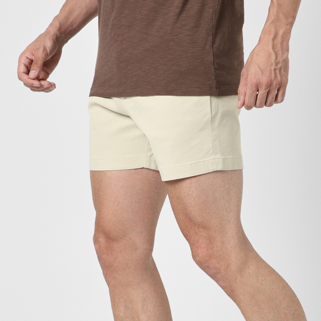 Stretch Chino Short 5.5" Stone left side on model