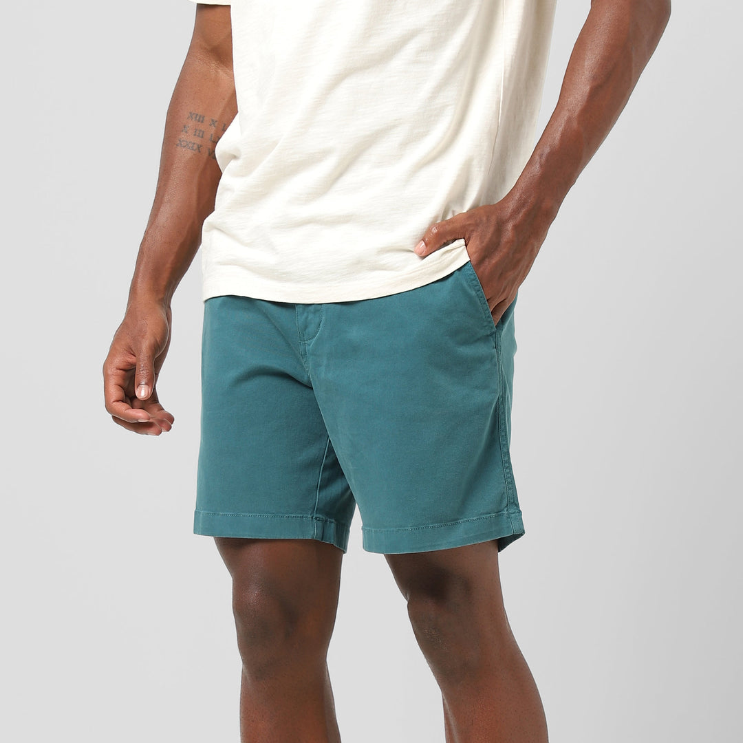 Stretch Short 7" Dark Teal side on model