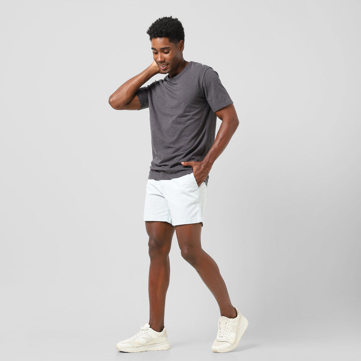 Stretch Short 5.5" Light Blue full body on model walking