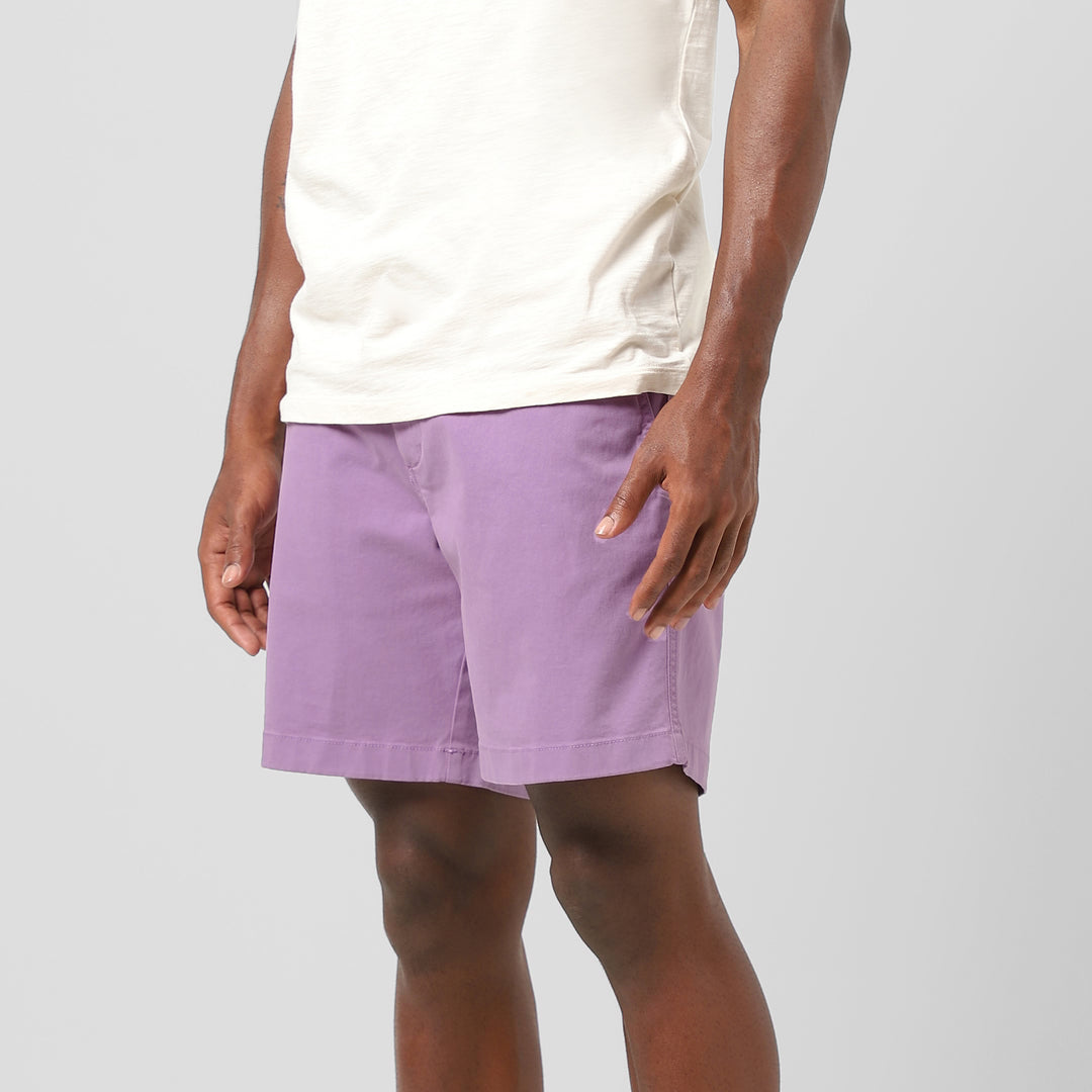 Stretch Short 7" Lilac side on model