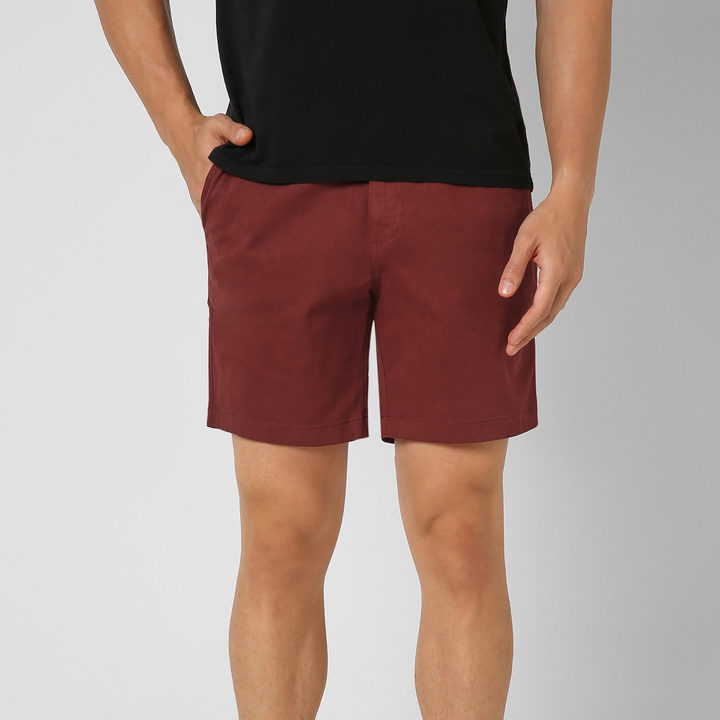Stretch Short 7" Dark Maroon front on model