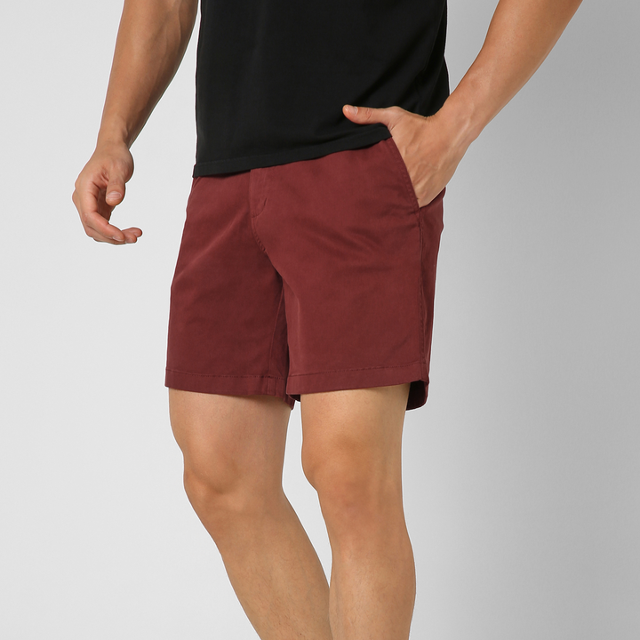 Stretch Short 7" Dark Maroon side on model