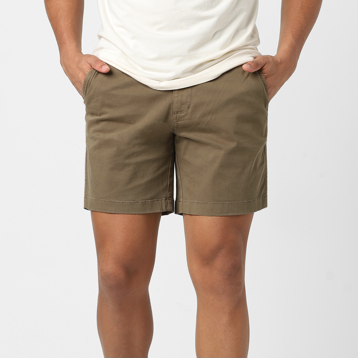 Stretch Short 7" Desert front on model