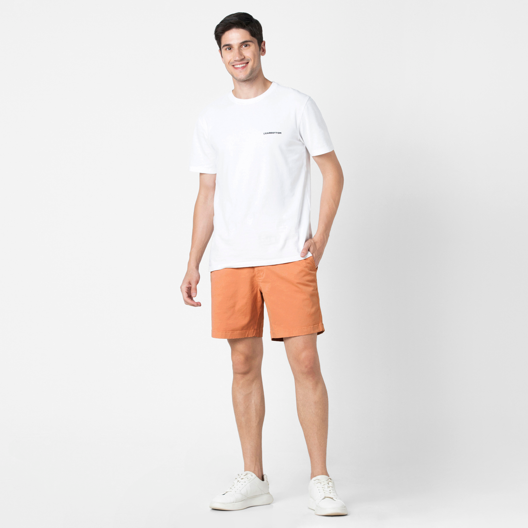 Stretch Short 7" Light Clay full body on model