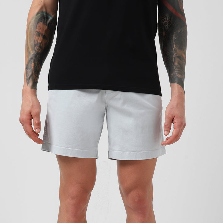 Stretch Short 7" Light Blue front on model