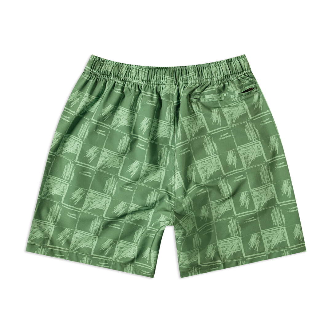 Stretch Swim 7" Everglades back elastic waistband and back right pocket