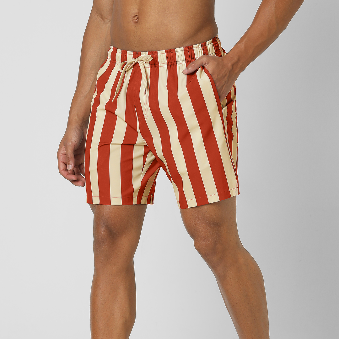 Stretch Swim 7" Hampton Stripe side on model