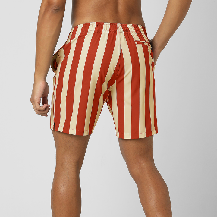 Stretch Swim 7" Hampton Stripe back on model