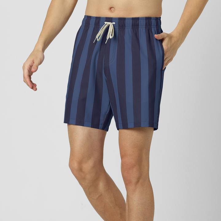 Stretch Swim 7" Midnight Stripe side on model
