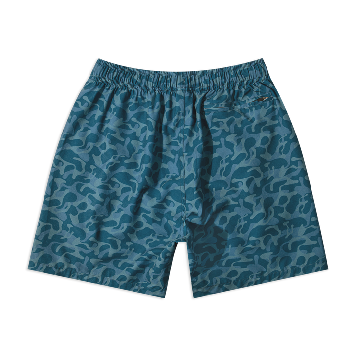 Stretch Swim 7" Ripple back with elastic waistband and zipper right pocket