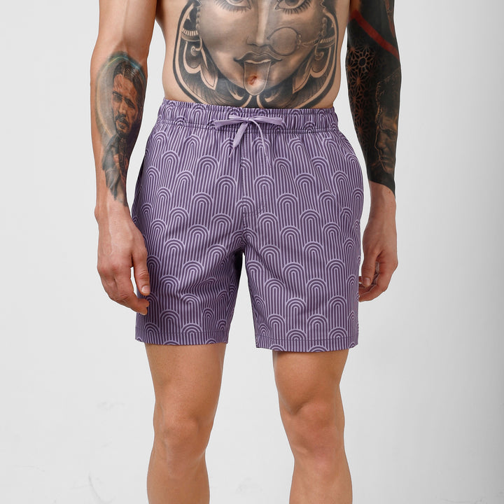 Stretch Swim 7" Lavender Deco front on model