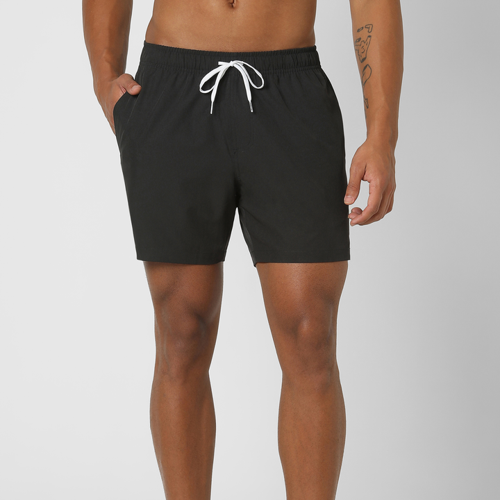 Stretch Swim Solid 5.5" Black front on model