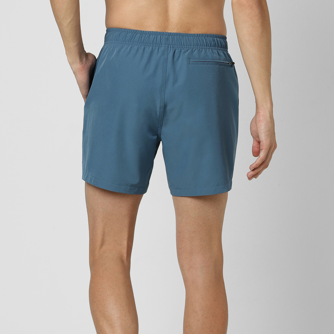 Stretch Swim Solid 5.5" Steel Blue back on model