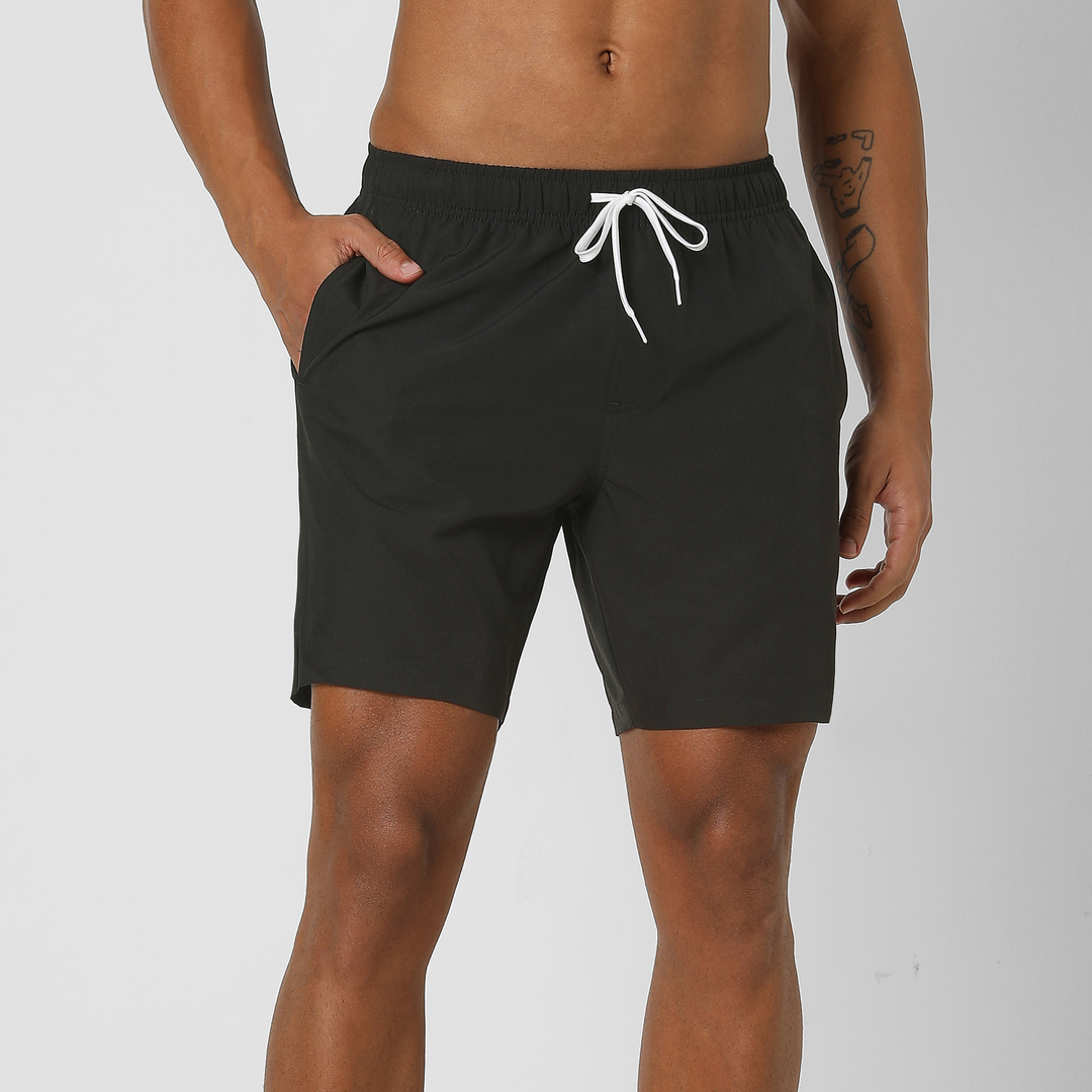 Stretch Swim Solid 5.5" Black front on model