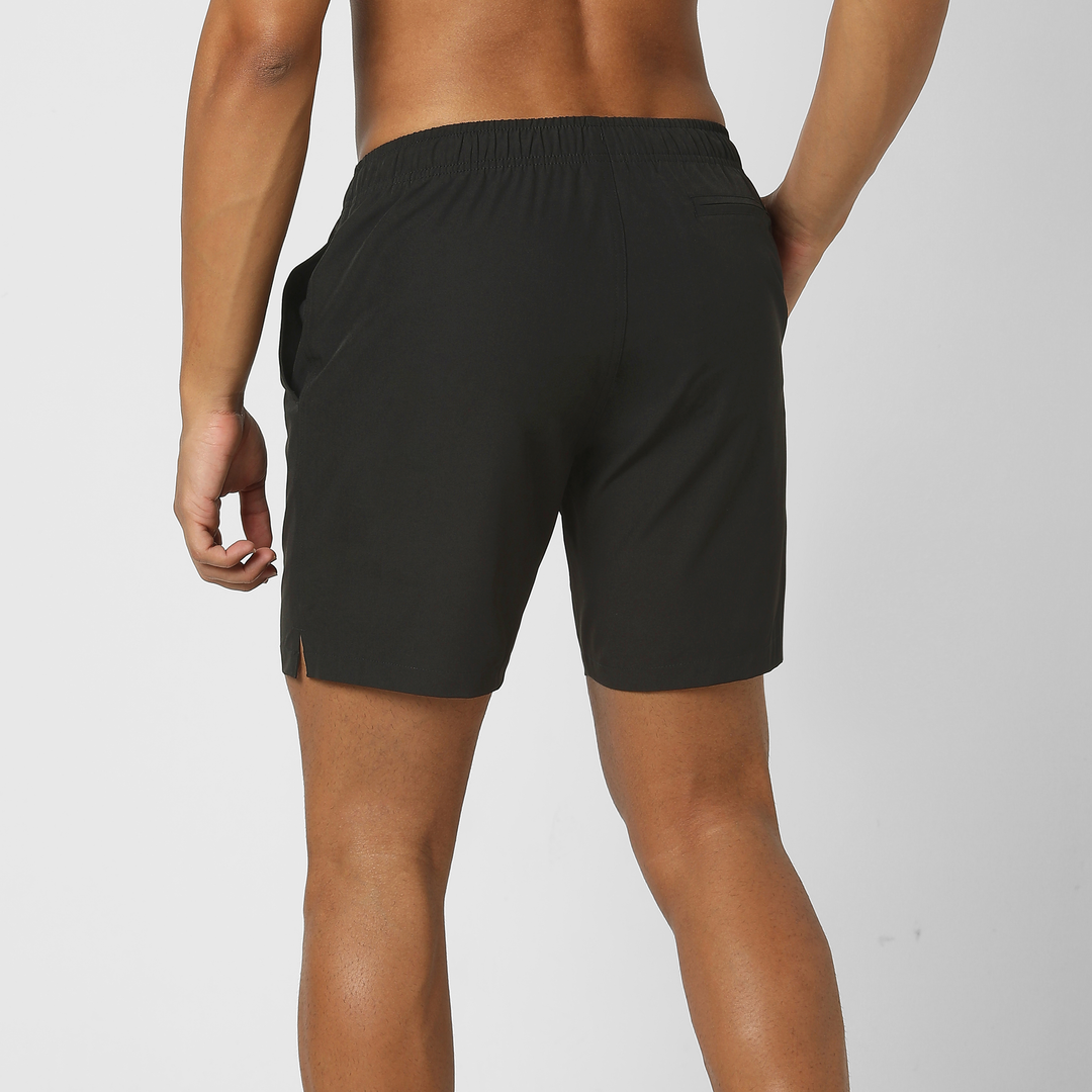 Stretch Swim Solid 5.5" Black back on model