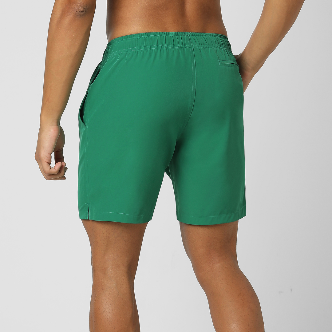 Stretch Swim Solid 7" Jade back on model