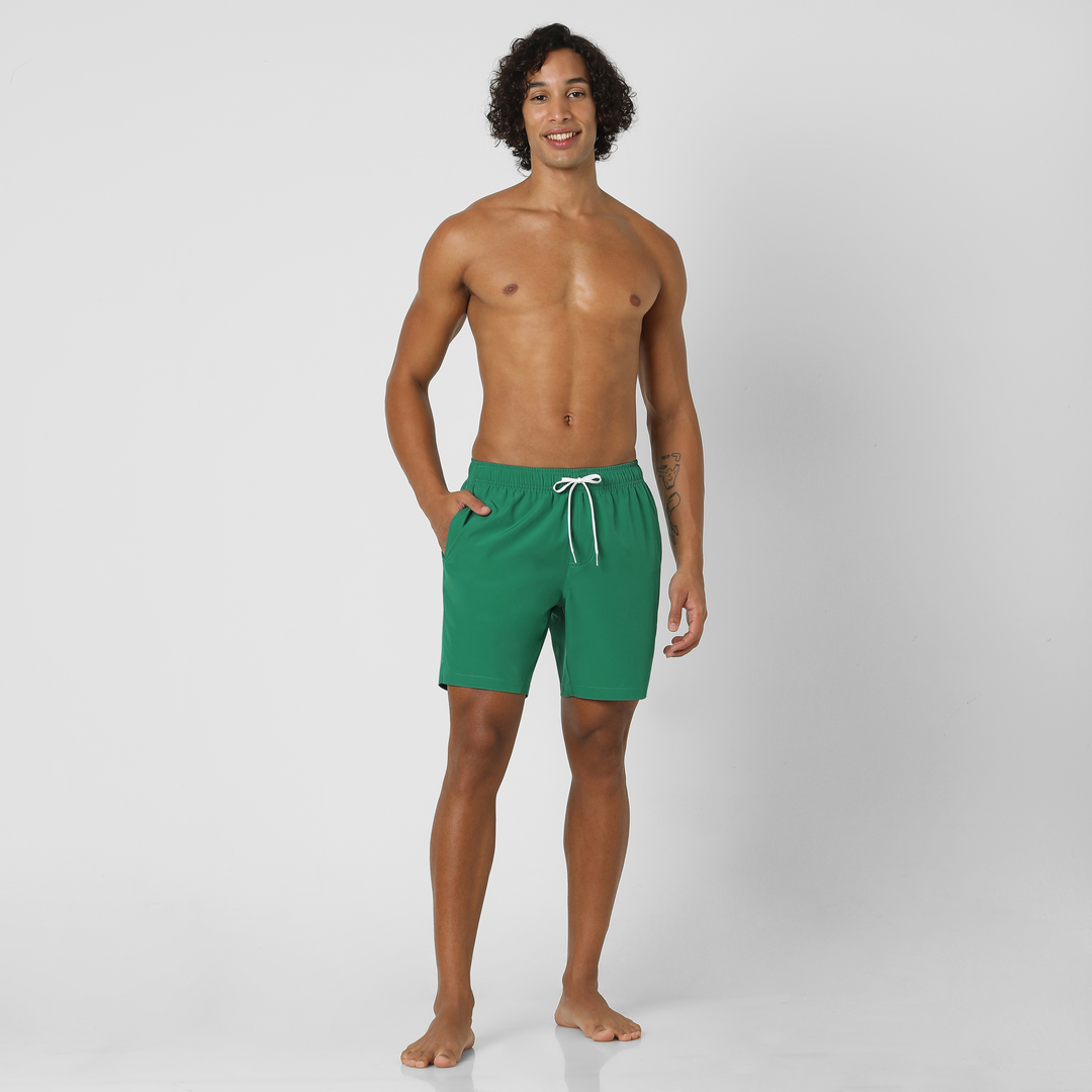 Stretch Swim Solid 7" Jade full body on model