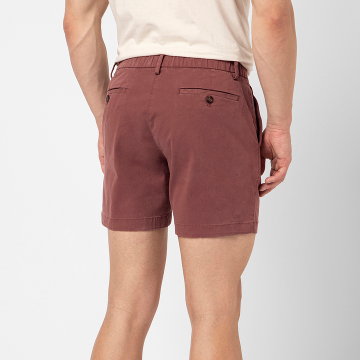 Stretch Chino Short 5 Deep Mauve back on model