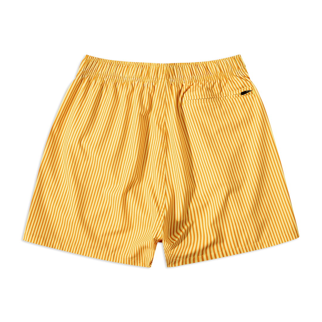 Stretch Swim 5.5" Sunny Stripe back with elastic waistband and back right zipper pocket