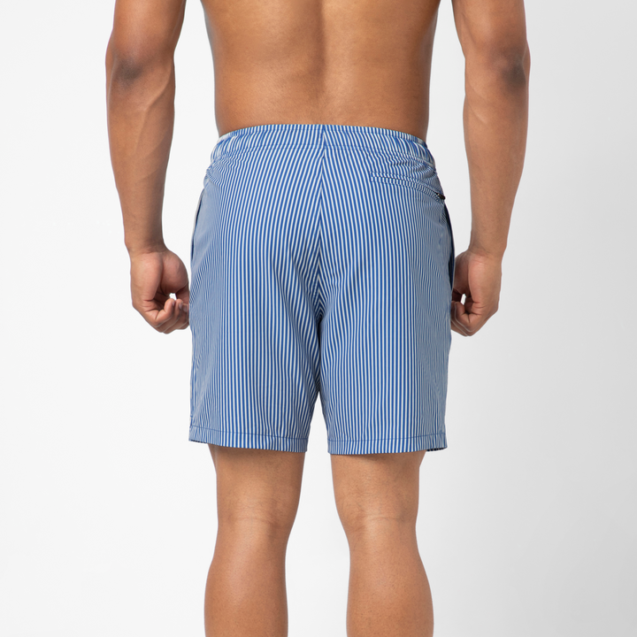 Stretch Swim 7" Pier Stripe back on model