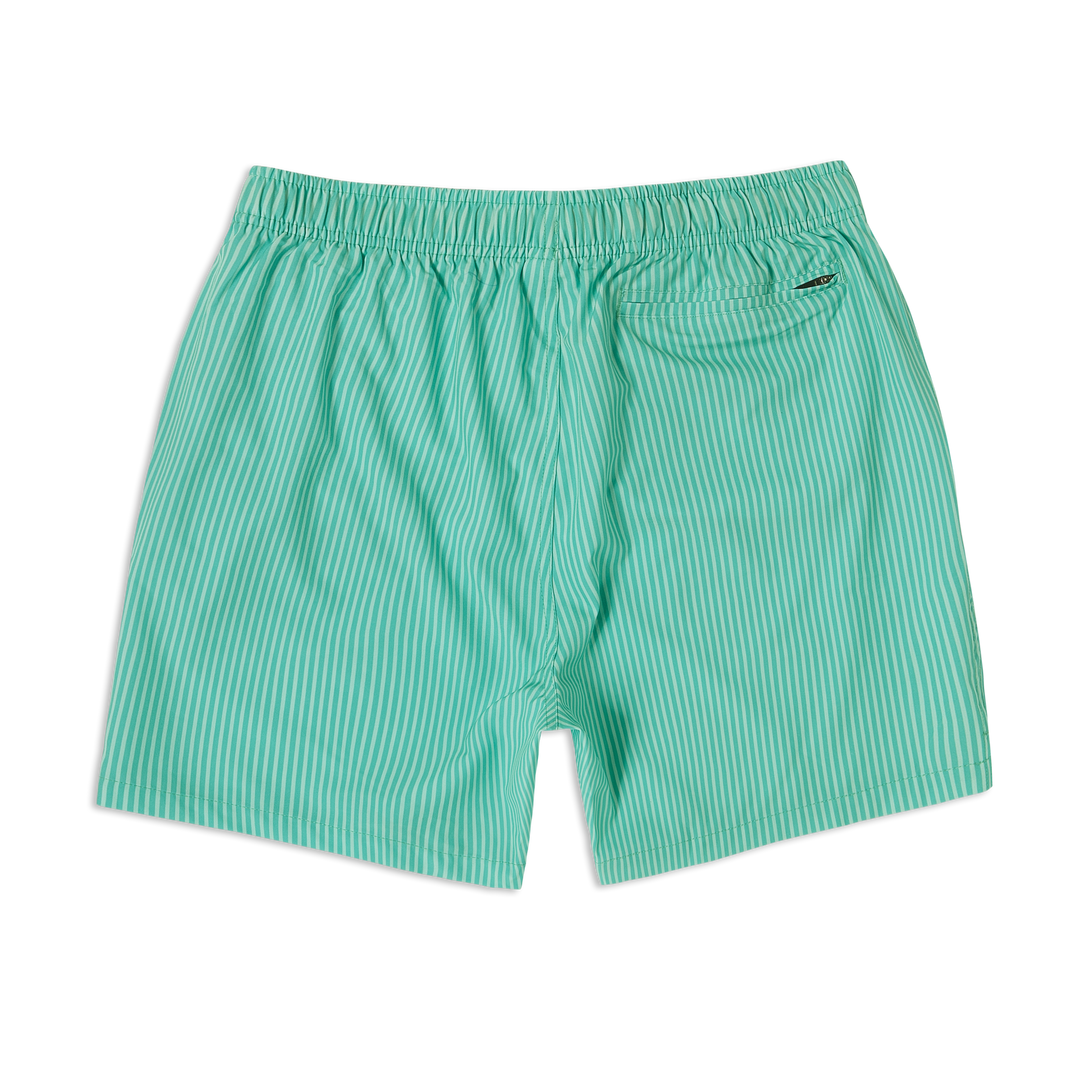 Stretch Swim 7" Sea Stripe back with elastic waistband and back right zipper pocket
