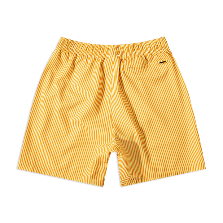 Stretch Swim 7" Sunny Stripe back with elastic waistband and back right zipper pocket