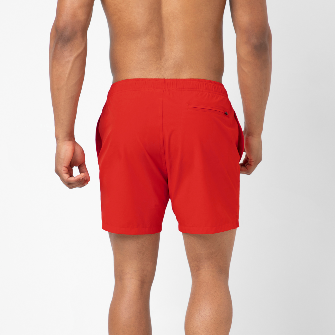Stretch Swim Solid 5.5" Red back on model