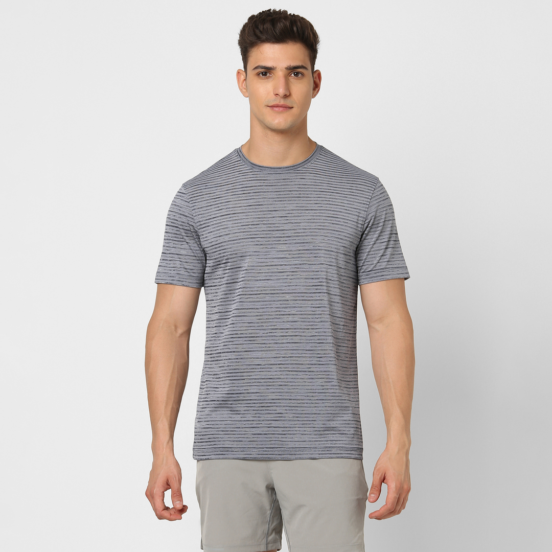 Stride Tee Navy front on model