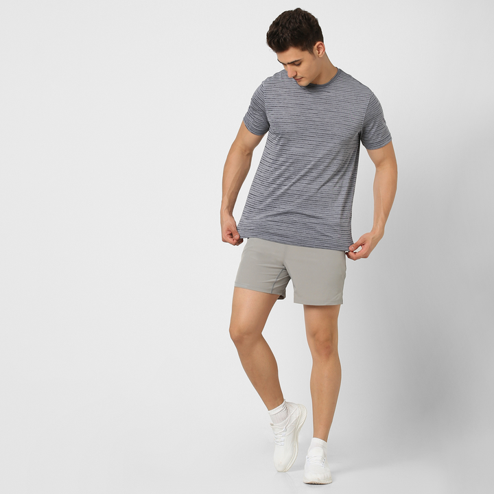 Stride Tee Navy full body on model