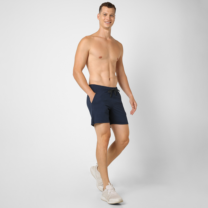 Tech Short 5" Navy full body on model