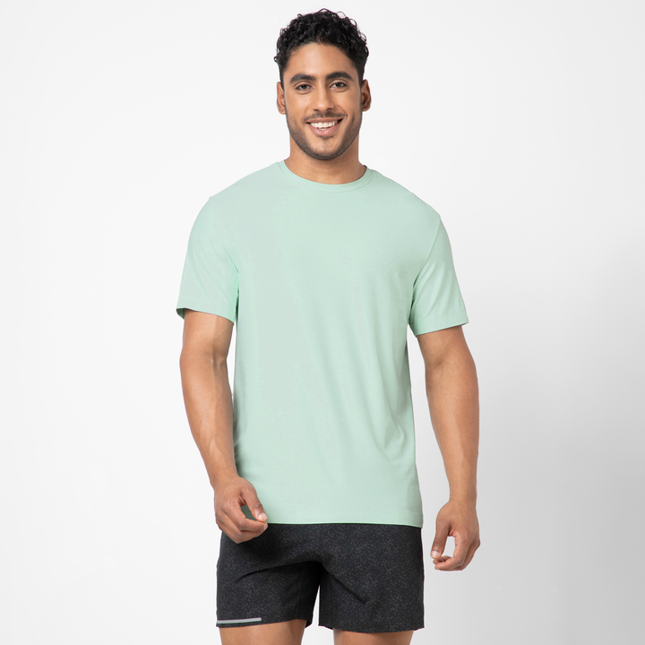 Short Sleeve Tech Tee Light Sky front on model