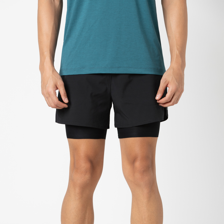 Track Short Lined 4.5" Black front on model