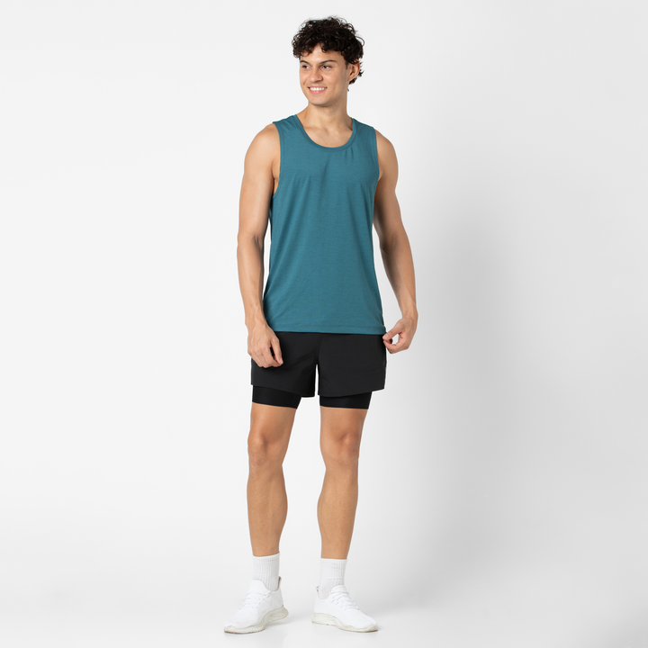 Track Short Lined 4.5" Black full body on model