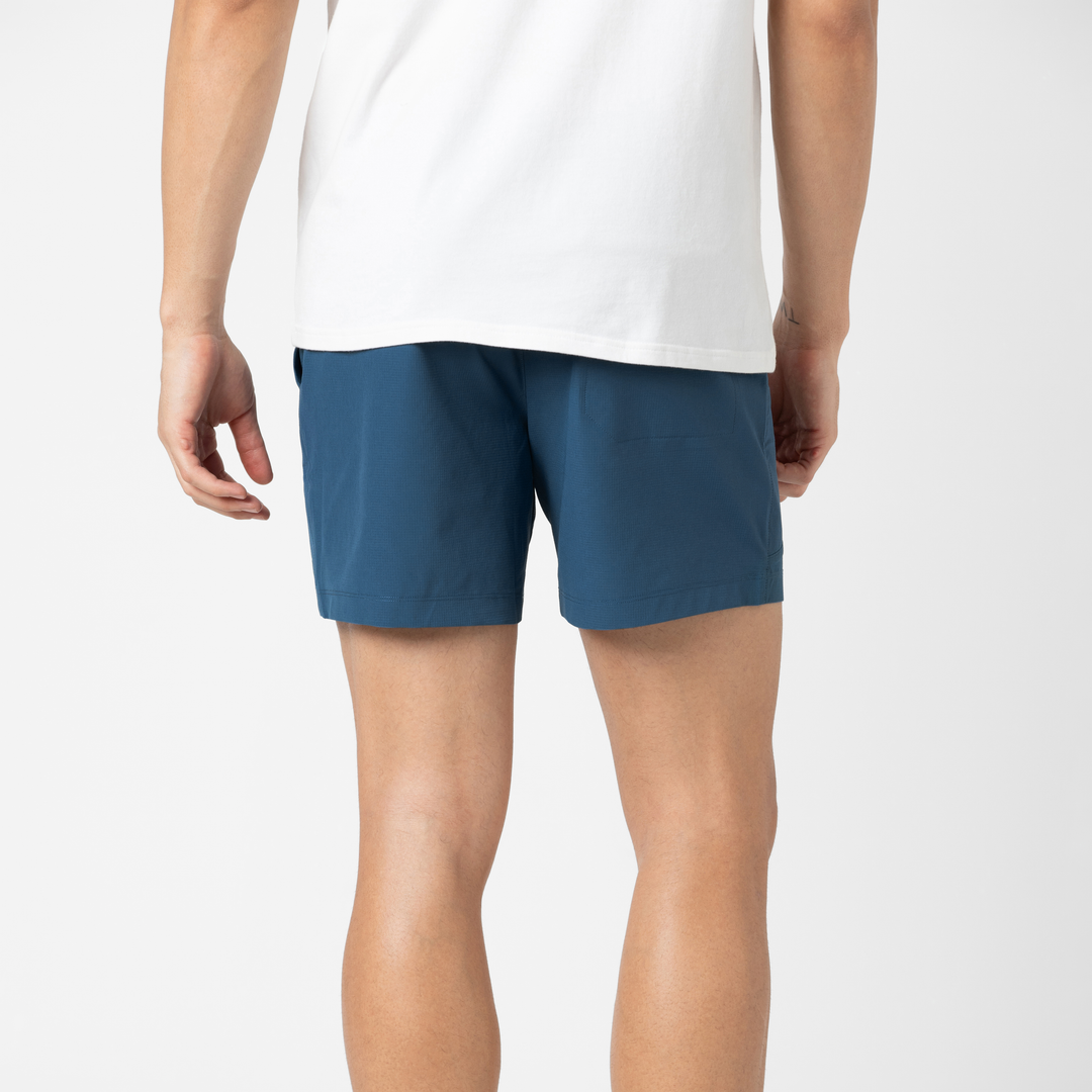 Trek Ripstop Short 5 Blue back on model