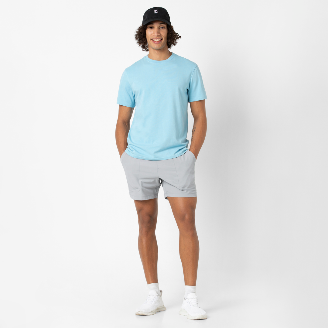 Trek Ripstop Short 5 Grey full body on model