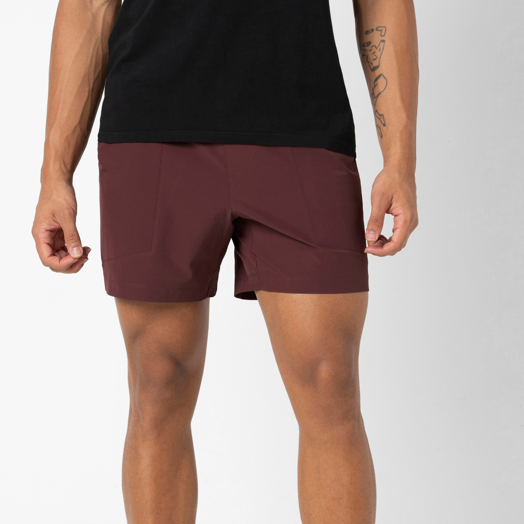 Trek Ripstop Short 5 Wine front on model