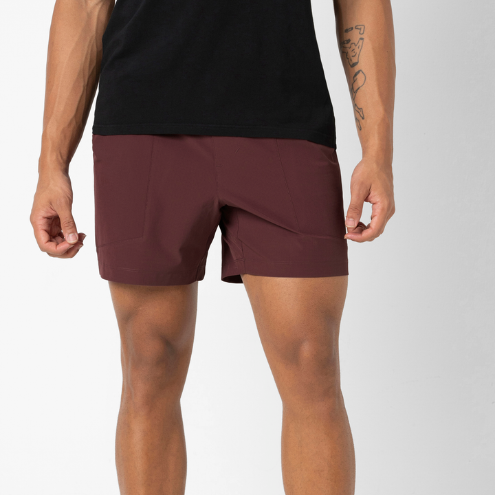 Trek Ripstop Short 5 Wine front on model