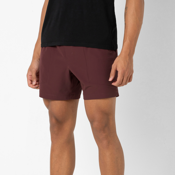 Trek Ripstop Short 5 Wine side on model