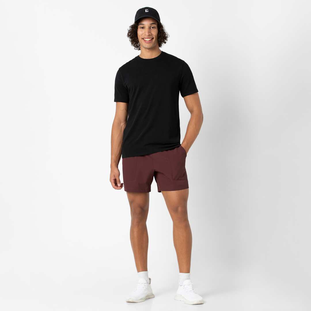 Trek Ripstop Short 5 Wine full body on model