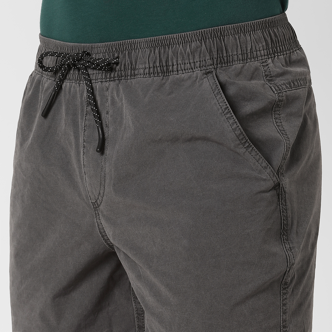 Volley Short 5" Charcoal close up front on model