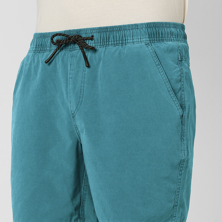Volley Short 7 Bright Ocean close up front on model