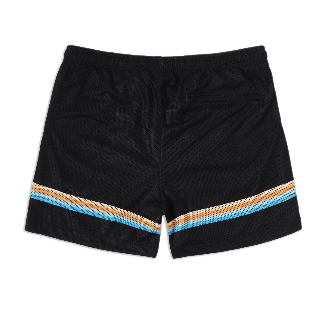 Mesh Short 5.5" Retro back with elastic waistband and back right hidden zipper pocket