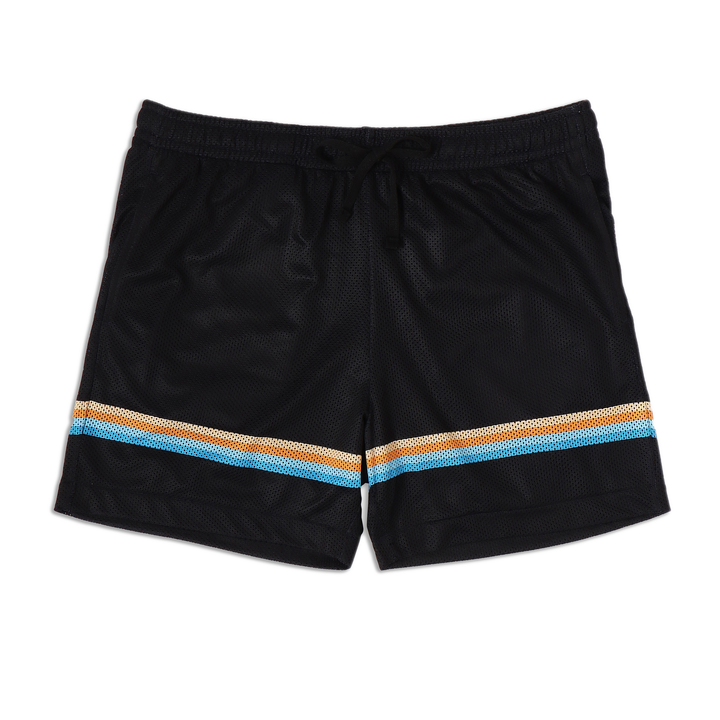 Mesh Short 5.5" Retro with elastic waistband, two side seam pockets, and black drawstring