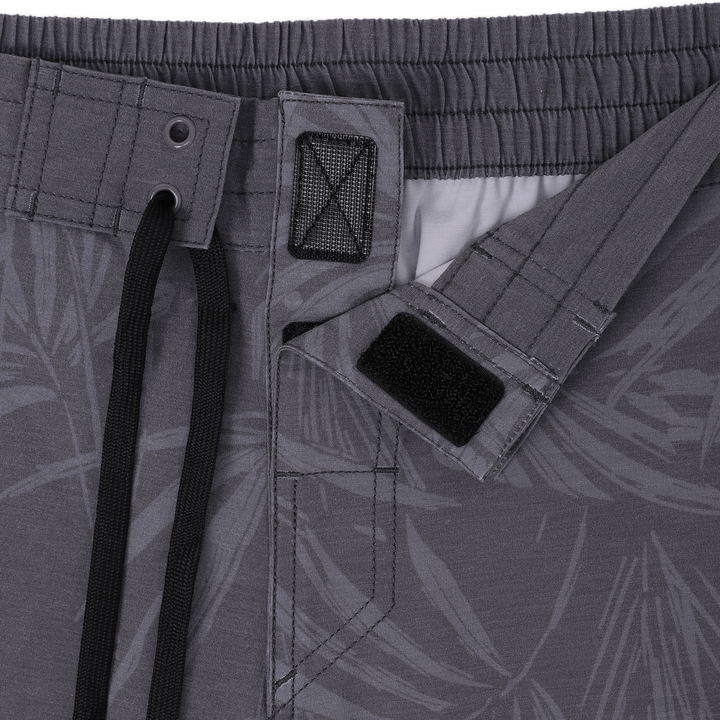Board Short 8" Palms front close up of hook and loop fastener on waistband