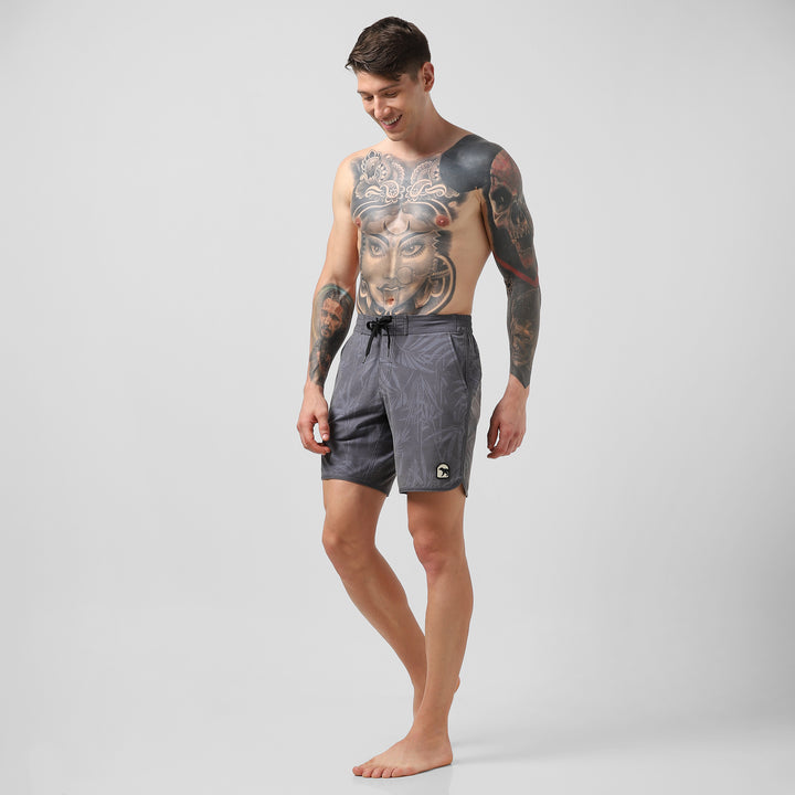 Board Short 8" Palms front full body on model walking