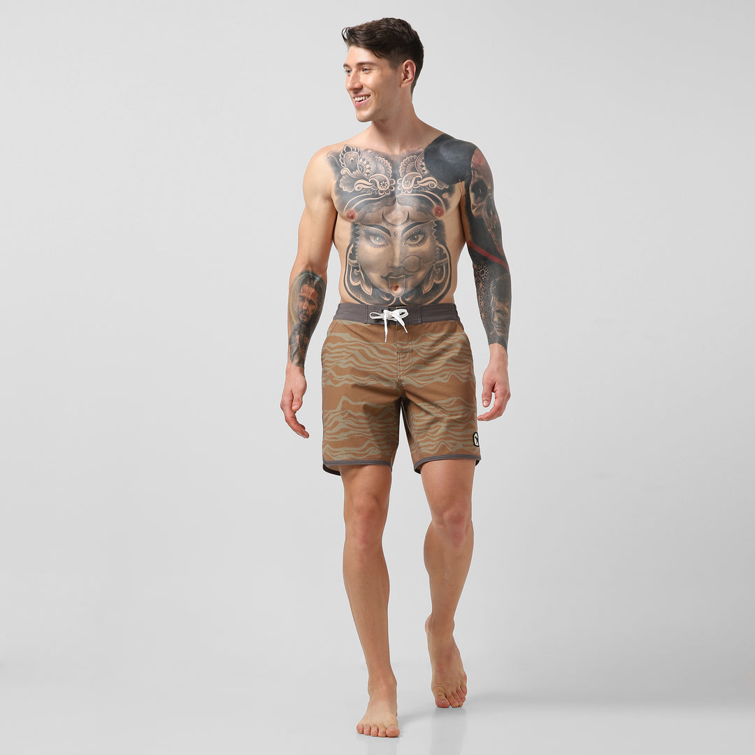 Board Short 8" Sahara front on model full body walking
