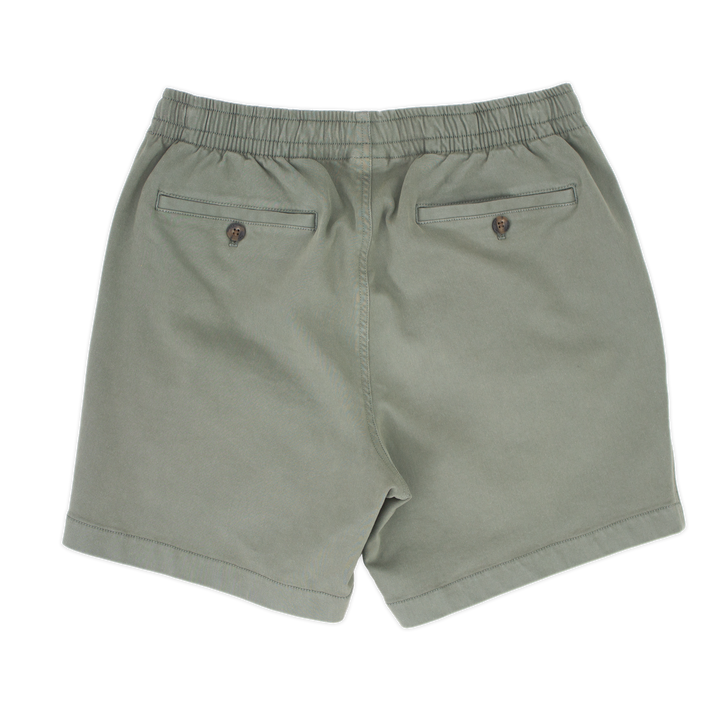 Alto Short 5.5" inseam in Grey back with elastic waistband and two welt pocket with horn buttons
