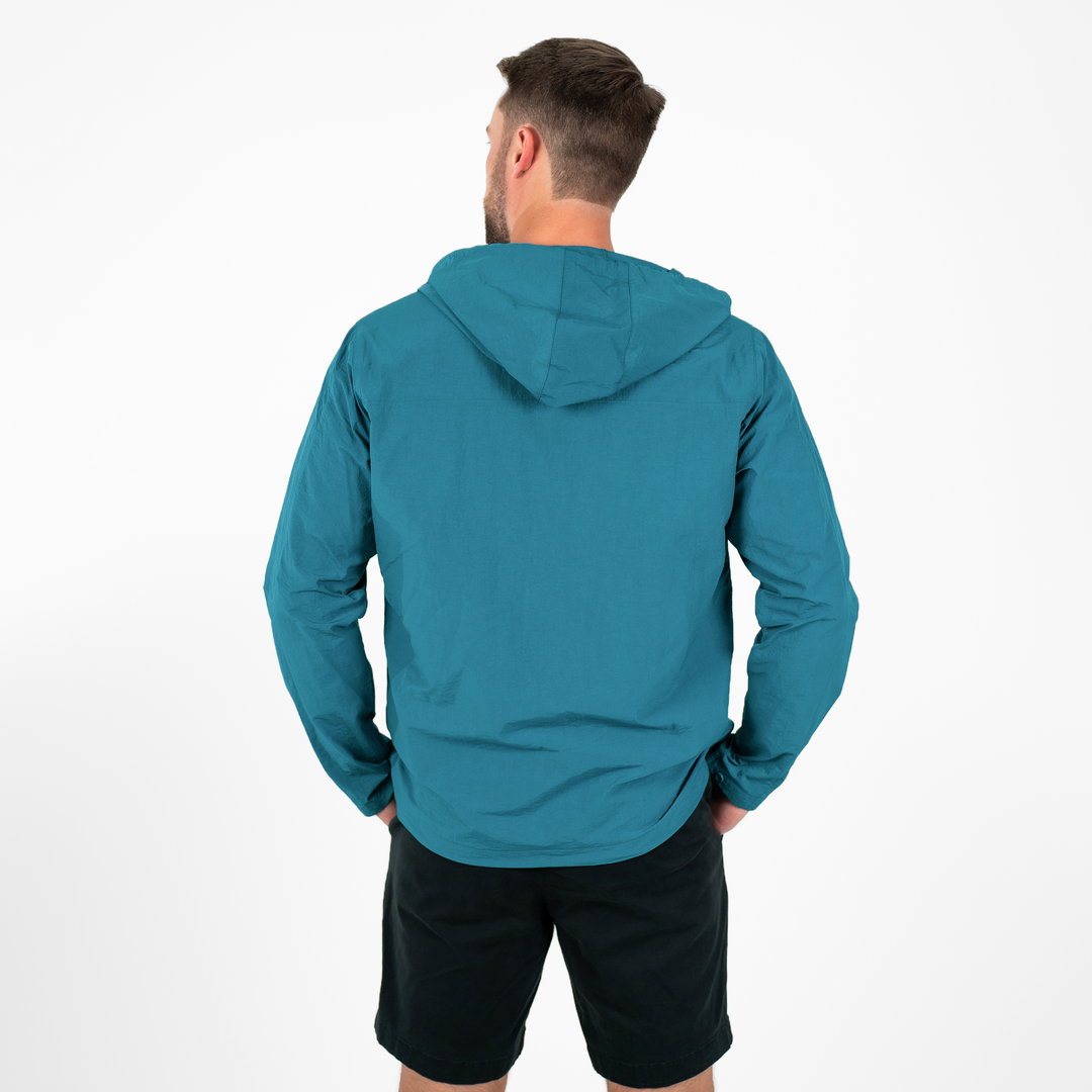 Windbreaker Jacket in Ocean blue back on model